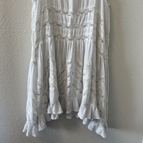Intimately Free People Mini Slip Dress XS Swing Trapeze White Polka Dot Lacey - Picture 10 of 10
